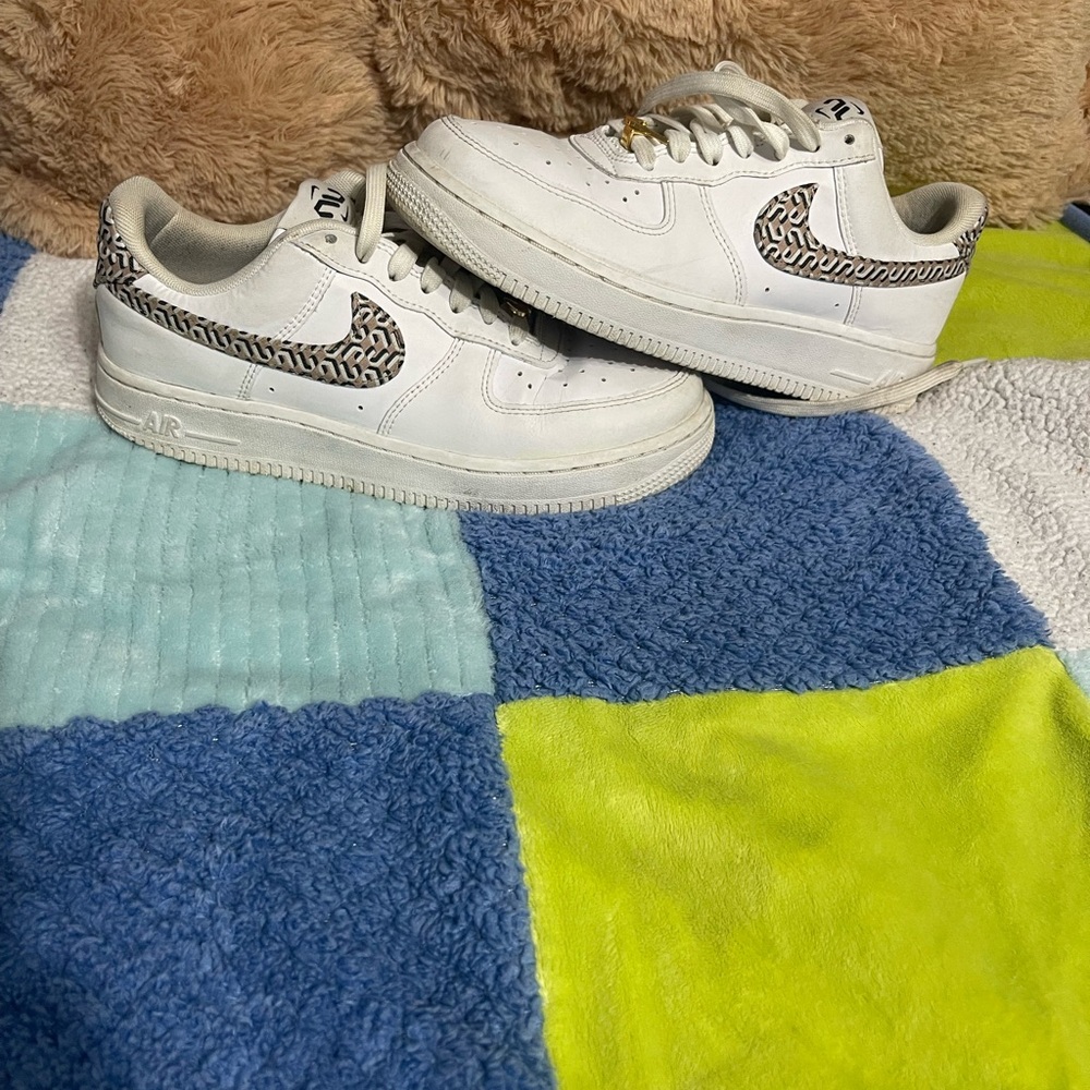 Women's White and Animal Print Sneakers